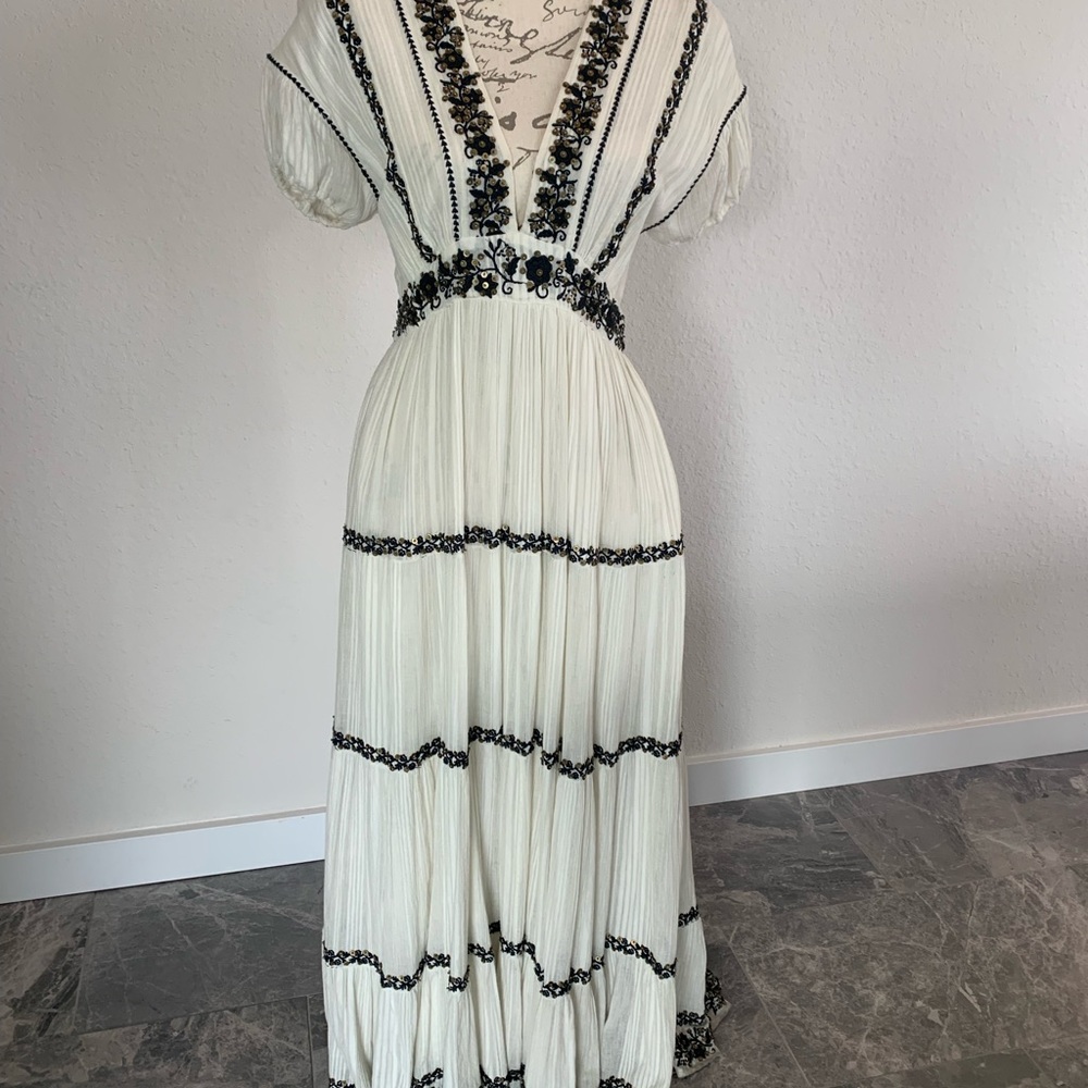 Ulla Johnson boho chic maxi dress with embroidery and beading size 2/4/S